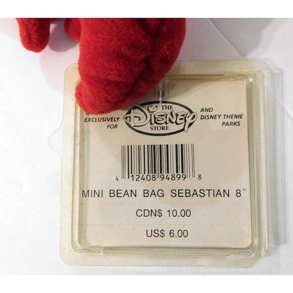 Disney Store Sebastian Mini Bean Bag Plush 8" Red Crab Toy - Picture 5 of 5